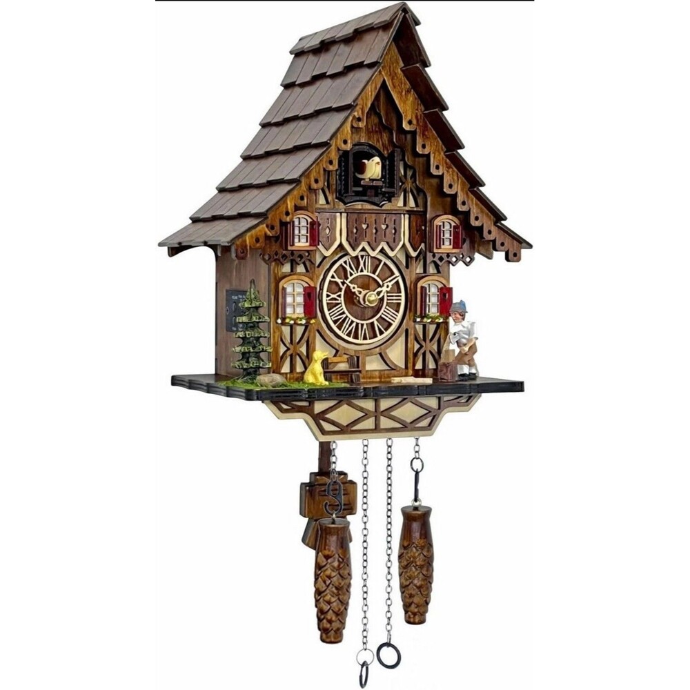 Cuckoo Clock for Wall Art: 12 Melodies, Volume Control, Night Mode, OS, Brown